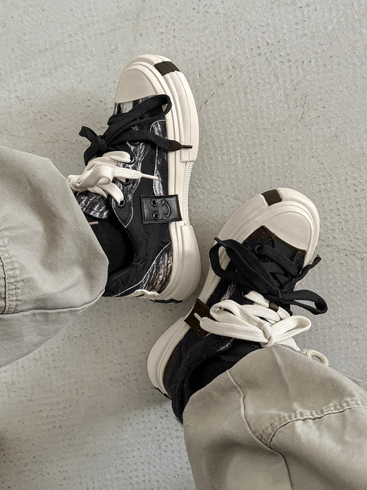 Platform Double Lace Canvas Sneakers