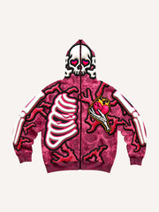 Hooded Skull Print Sweatshirt - Stylish All-Season