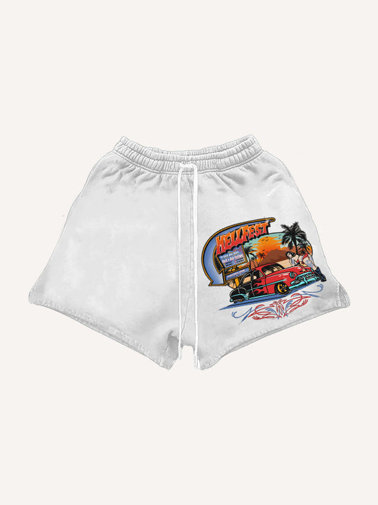 Beautiful girls motorcycle handsome tattoo shorts