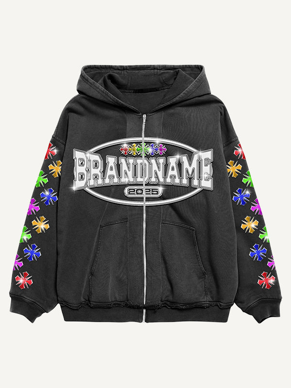 Shiny Cross Zipper Sweatshirt