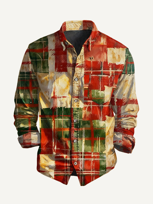 A plaid shirt with a strong Christmas atmosphere