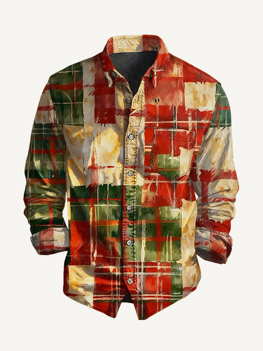 A plaid shirt with a strong Christmas atmosphere