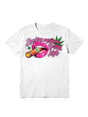 Smoking Tobacco Getting Chill Pink Lips Graphic T-Shirt