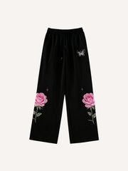 Rhinestone butterfly print Y2K trousers