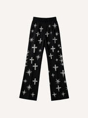 Our Lady of Kindness Rhinestone Bless Us Print Trousers