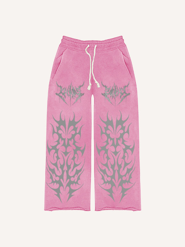 Designer classic distressed floral print Pants