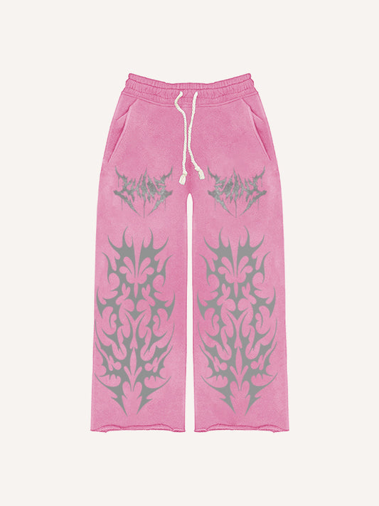 Designer classic distressed floral print Pants