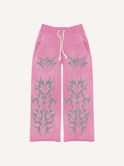 Designer classic distressed floral print Pants