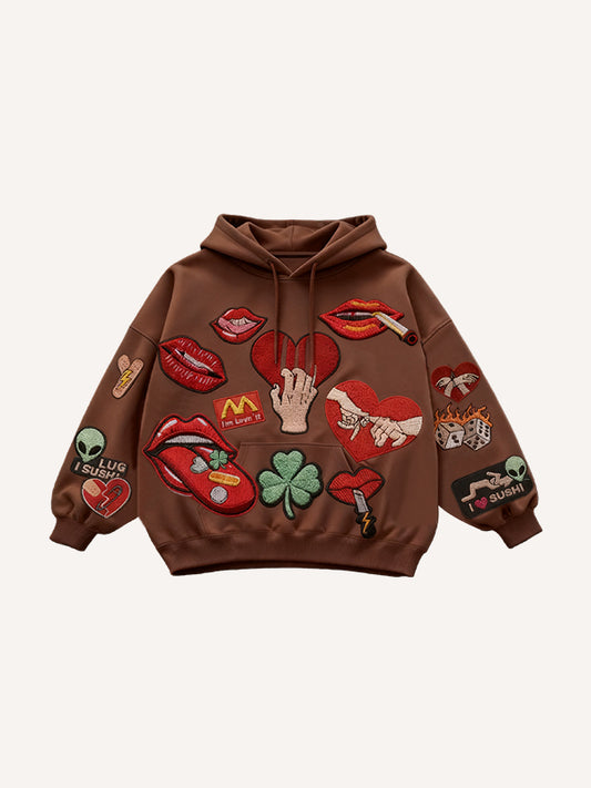 Sexy red lips sticker effect sweatshirt
