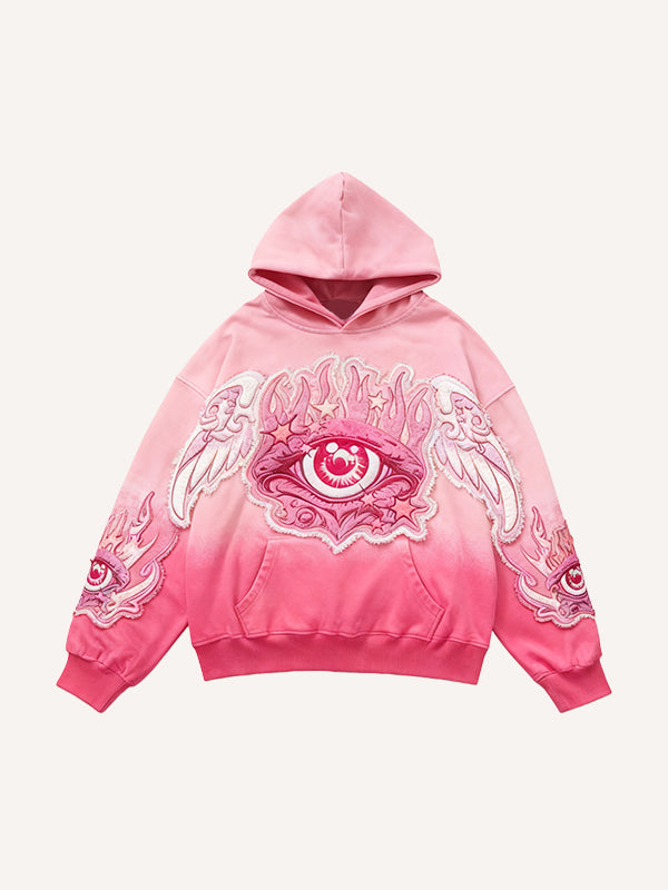Colorblock All-Seeing Eye and Free Eye Angel Guardian Embroidery Sweatshirt