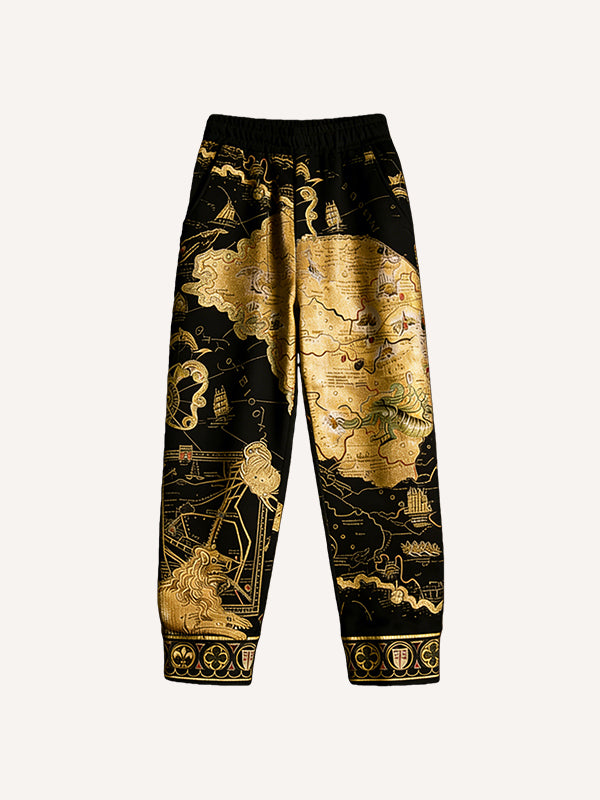 Treasure Map Print Trousers from a Mysterious World