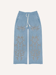Designer classic distressed floral print Pants