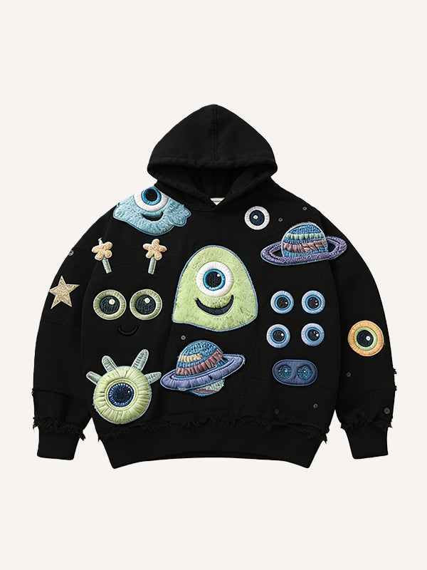 Cute patchwork one-eyed monster fashion sweatshirt