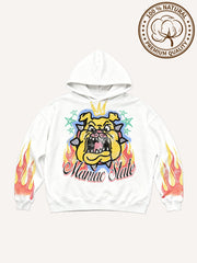 Premium Cotton Printed Hooded Sweatshirt with Warning Dog Design