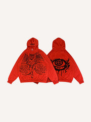Hooded comfortable high-end trendy devil eye print sweatshirt