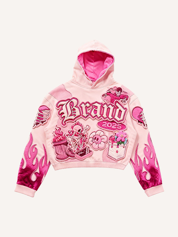 Multicolor patchwork sports print Y2K style sweatshirt