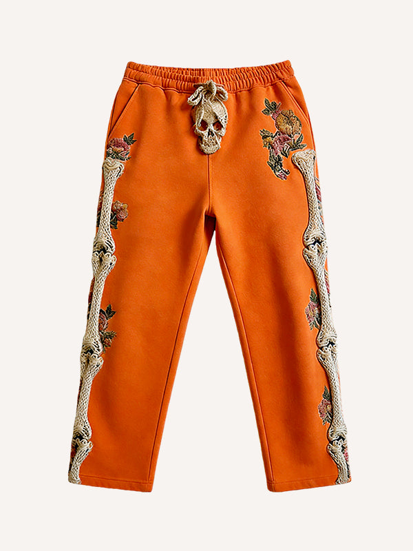 Knitted Heart Skeleton Printed Pants
