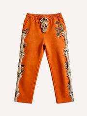 Knitted Heart Skeleton Printed Pants