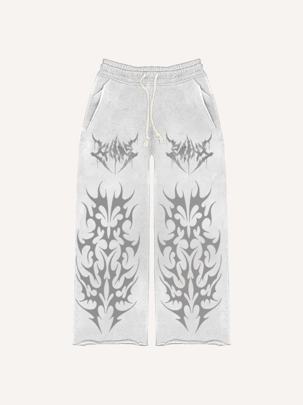 Designer classic distressed floral print Pants