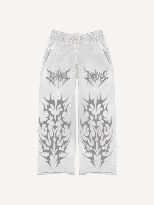 Designer classic distressed floral print Pants