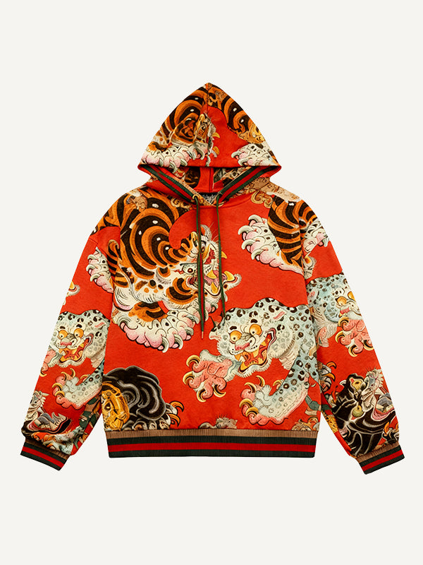 Hand-painted artist series dragon and tiger beast sweatshirt