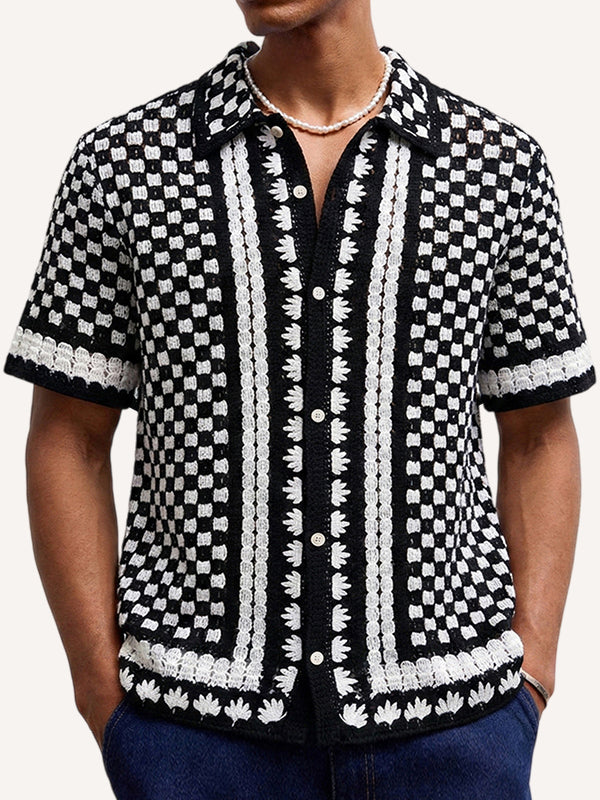 Premium Jacquard Plaid Lapel Shirt, Comfortable & Breathable, High-End Real Shot