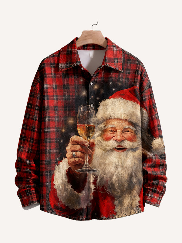 Cheers to Christmas! Checkered print collared shirt