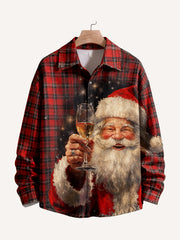 Cheers to Christmas! Checkered print collared shirt