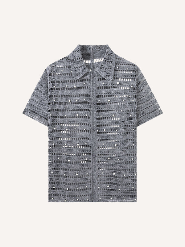 2026 Spring Grey Artistic Jacquard Shirt