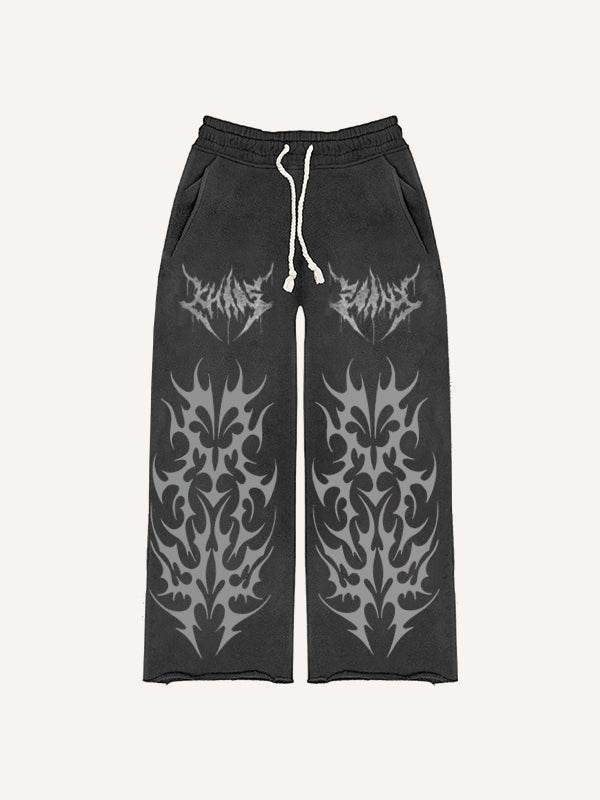 Designer classic distressed floral print Pants