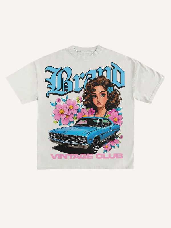 Beauty and motorcycle personalized print short-sleeved T-shirt