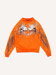 Hand-drawn illustration skull prayer print hoodie