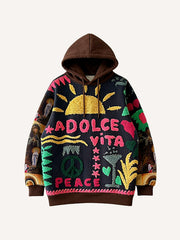 Hippie Style Y2K Trend Print Hoodie