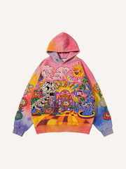 Gradient Y2K style Happy Planet multi-color sweatshirt