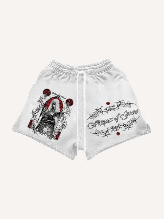 Hand-painted dark witch textured shorts