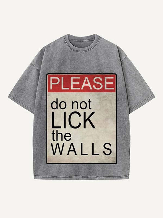 Distressed Washed Letter Print Round Neck T-shirt