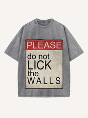 Distressed Washed Letter Print Round Neck T-shirt