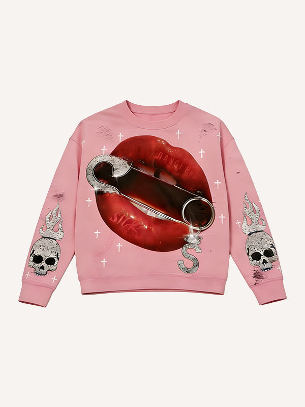 Dangerous red lips carrying the aura of death