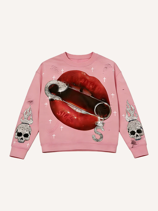 Dangerous red lips carrying the aura of death