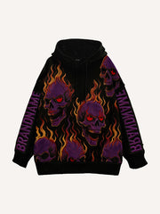 Flaming Love Angel from Hell Loose Embroidered Textured Sweatshirt