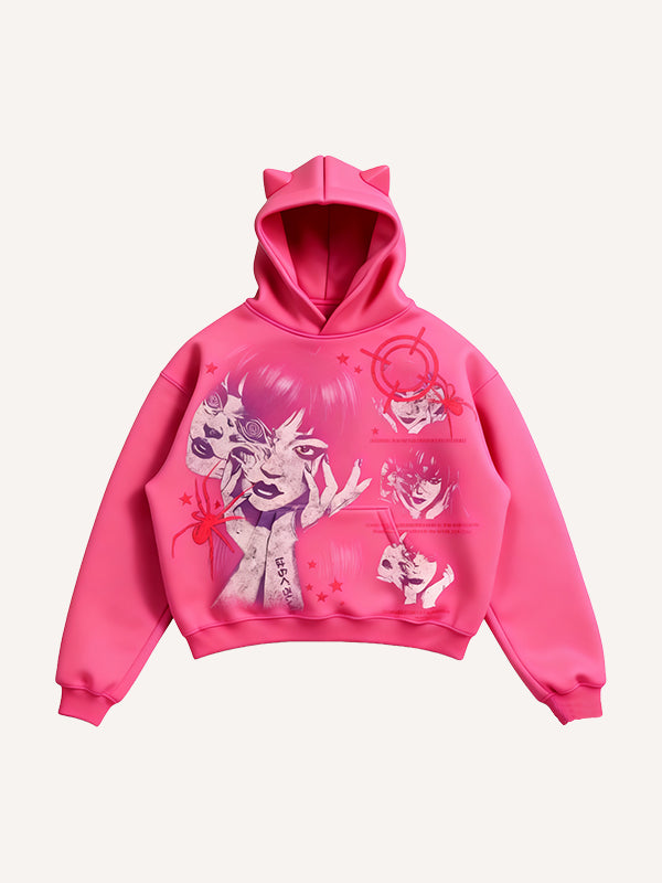 Horror Girl Hand-Painted Print Fashion Hoodie