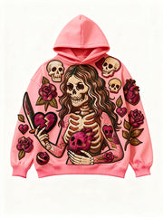 Fashionable and warm skull Halloween give you my heart print sweatshirt