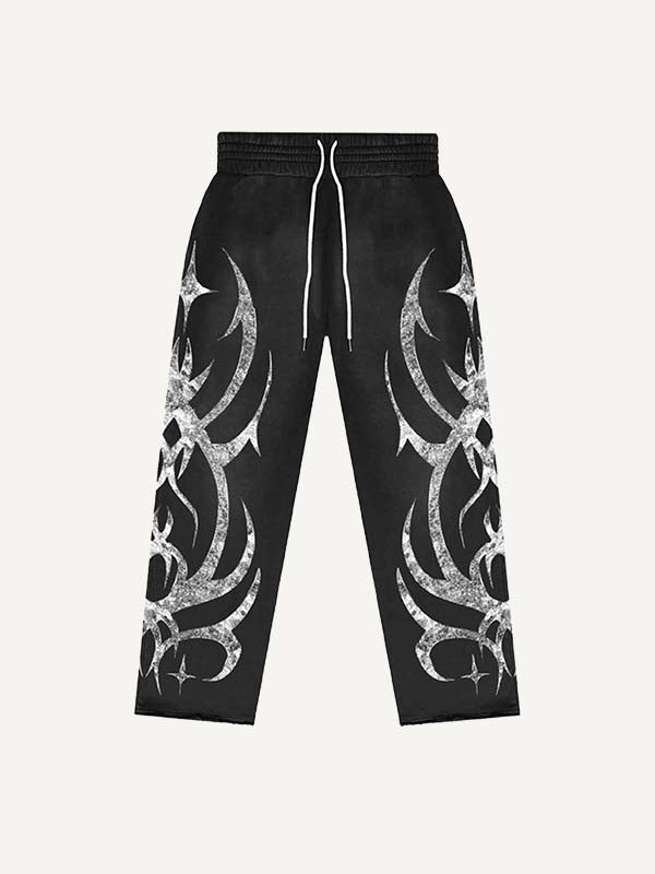Graphic Print Elastic Waist Pants