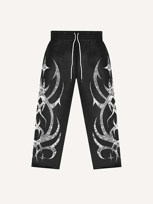 Graphic Print Elastic Waist Pants