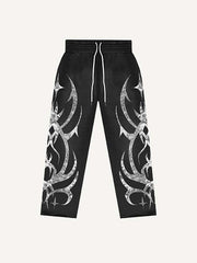 Graphic Print Elastic Waist Pants