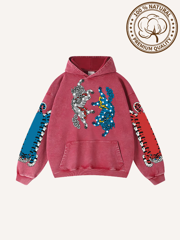 Pure cotton printed tiger descending the mountain high-end gift hoodie for personal wear