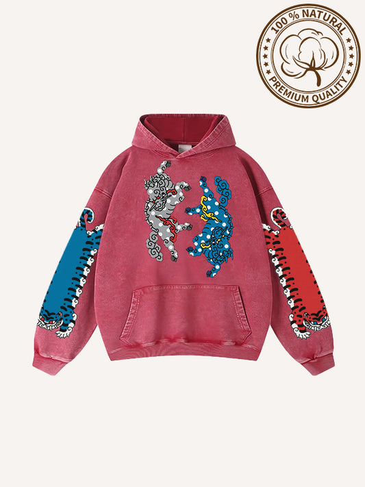 Pure cotton printed tiger descending the mountain high-end gift hoodie for personal wear