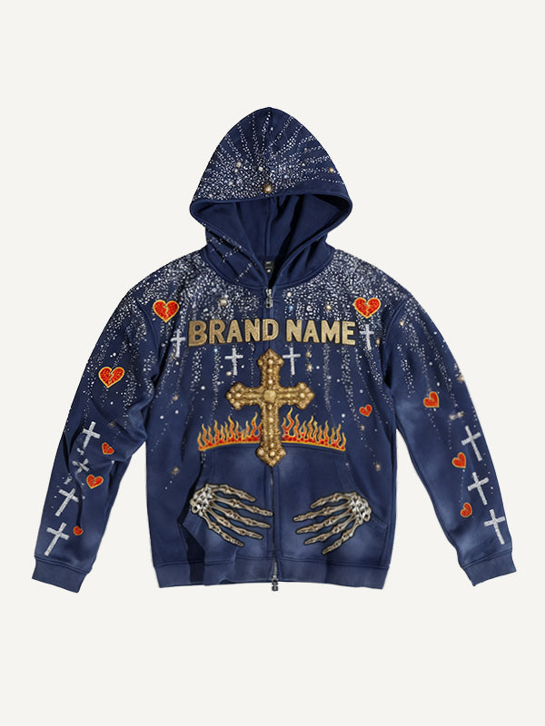 May a saint bless me with this high-end distressed washed-out rhinestone-textured sweatshirt