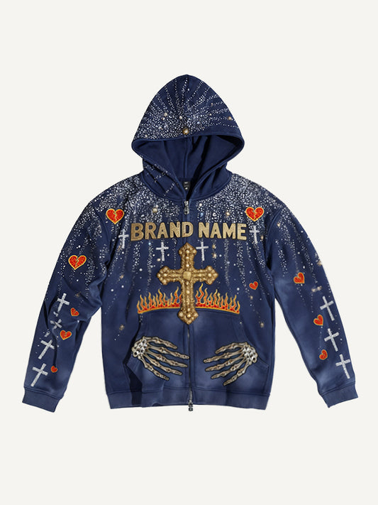 May a saint bless me with this high-end distressed washed-out rhinestone-textured sweatshirt