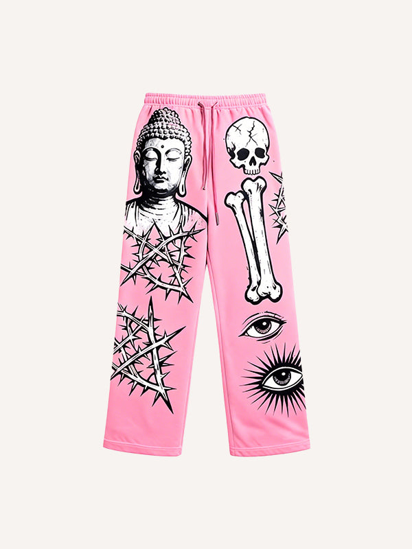 Buddha is salvation of all things printed fashion trousers